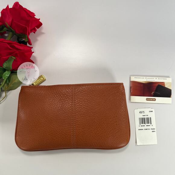 NEW Vintage Coach Sonoma Cosmetic Pouch Natural Grain 4973 Camel - Picture 1 of 10